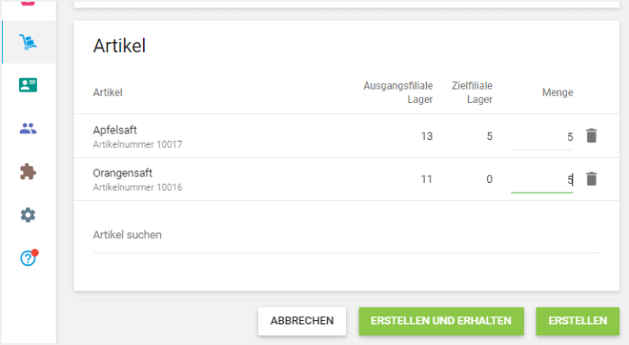 Artikel aus der Liste hinzufügen
