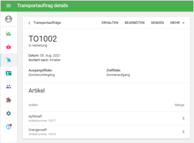 Transportauftrag details