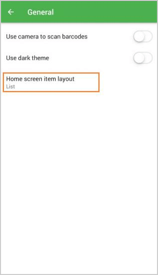 tap ‘Home screen item layout’