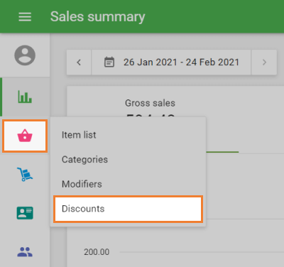 Go to the Discount section