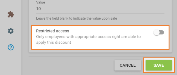 ‘Restricted access’ option