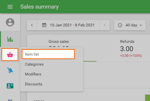 Open ‘Item list’