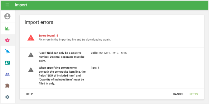 critical errors with a red sign