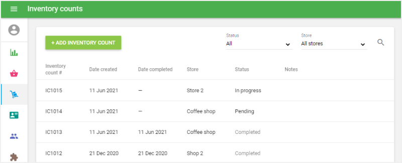 3 different status of Inventory counts