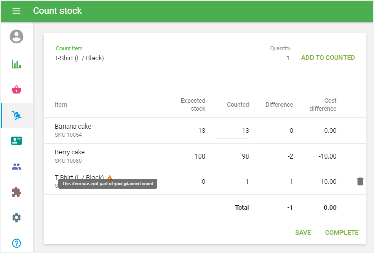 yellow icon and the message