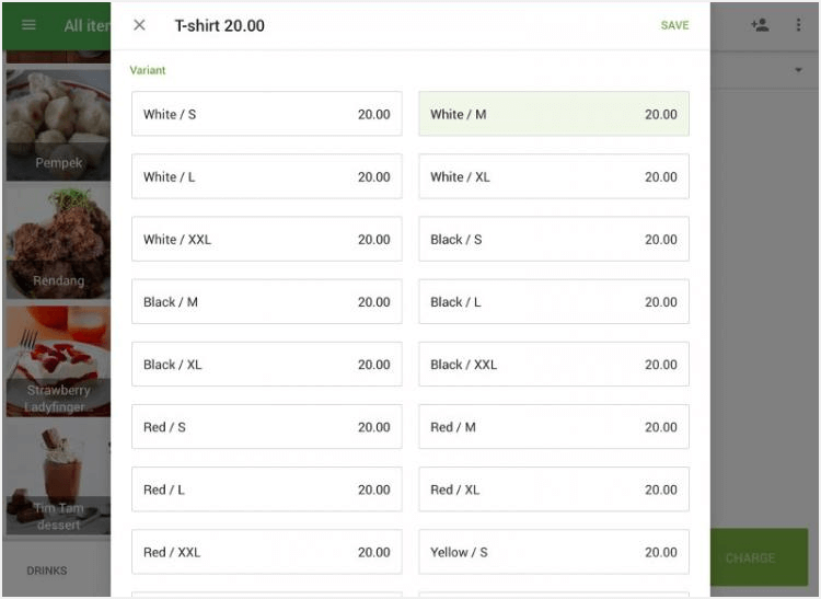 Choose the desired variant
