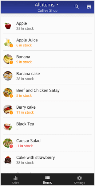 Information about items