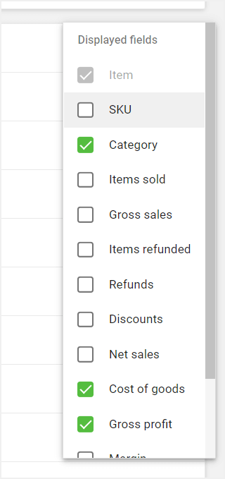 customize the displayed columns