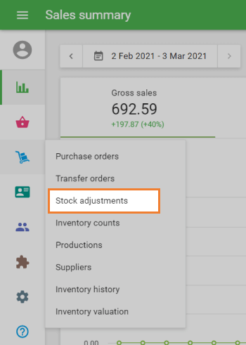 ‘Stock adjustments’ section