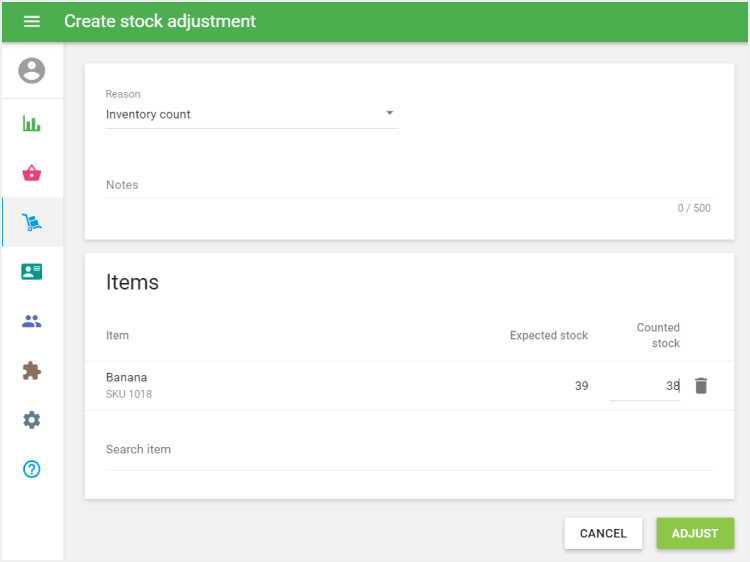 ‘Inventory count’ reason