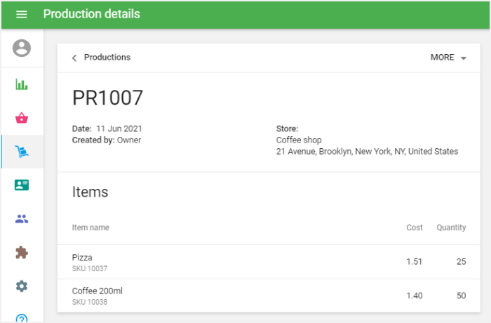 created production document