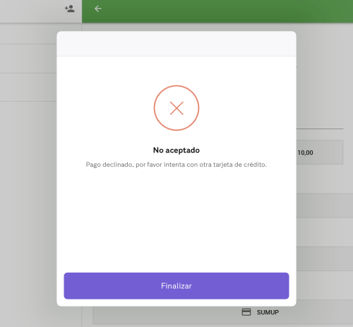 error durante la transacción