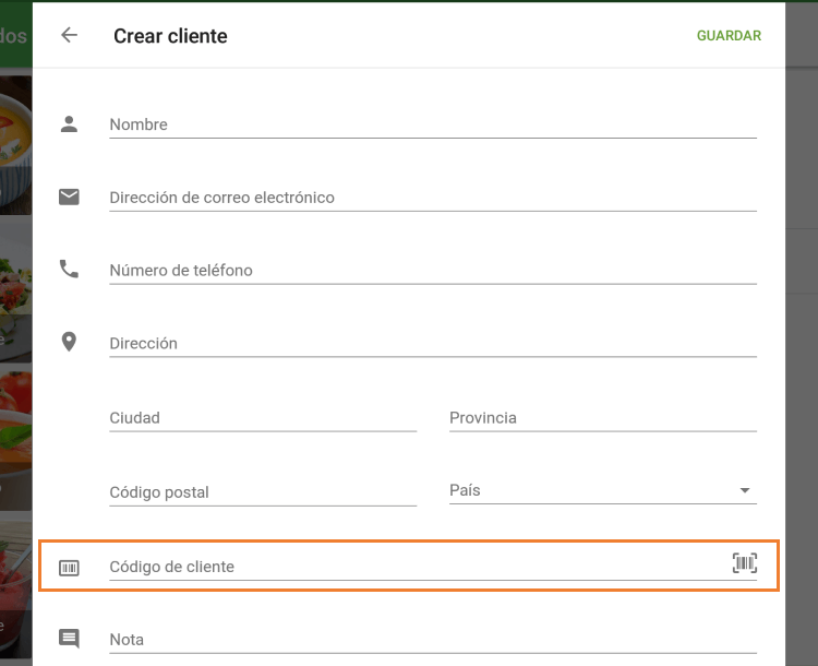 Rellene el campo 'Código de cliente'