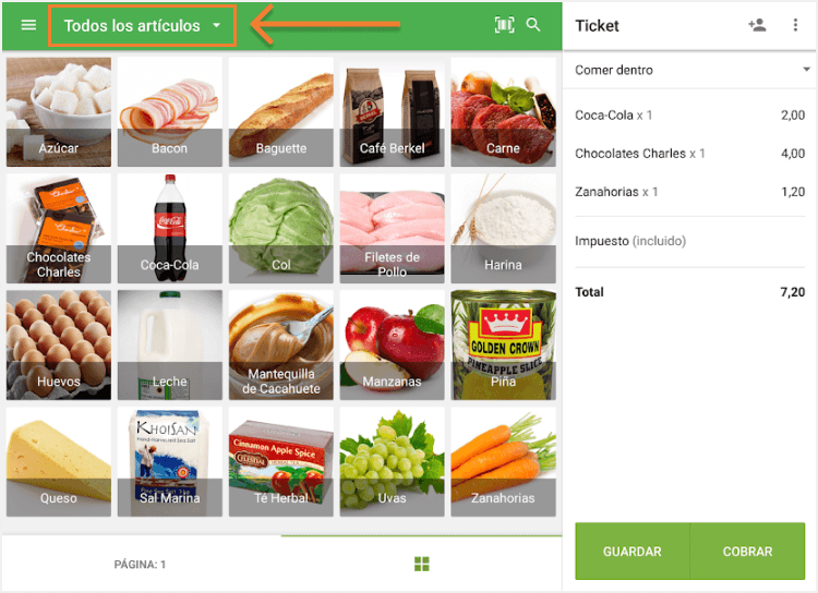 línea 'Todos los artículos'