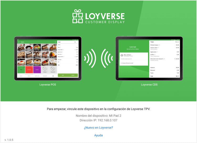 pantalla de bienvenida de Loyverse CDS