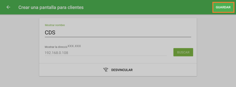 botón 'Desvincular'