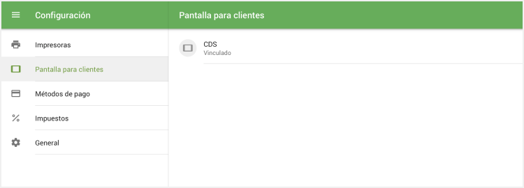 pantalla para clientes en la lista
