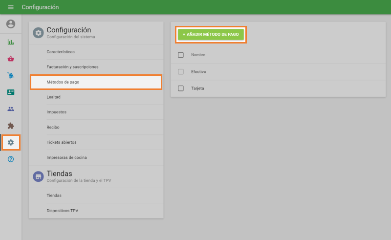 botón 'Añadir método de pago'