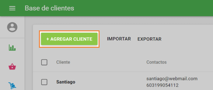 botón '+ agregar cliente'