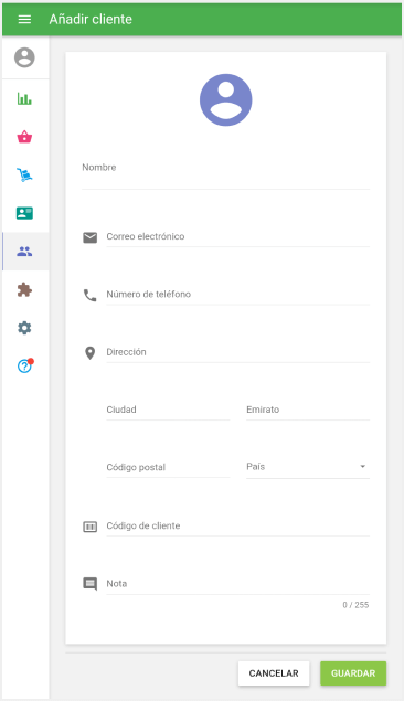 formulario 'Añadir cliente'