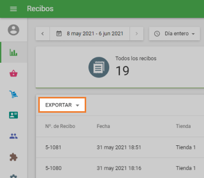 el botón 'Exportar'