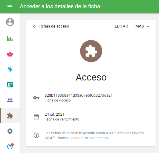 Detalles de token de acceso