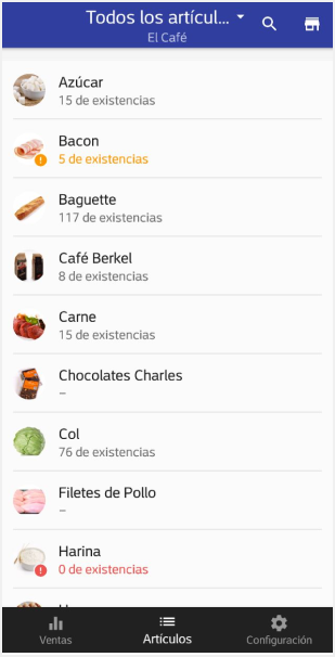 sección de artículos