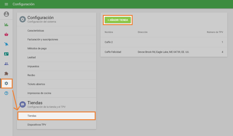 clic en 'Añadir Tienda'