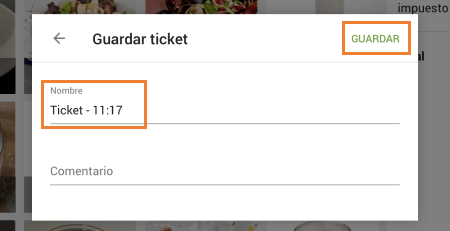 un nombre al ticket