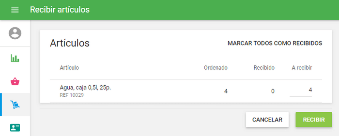 Recibiendo artículos