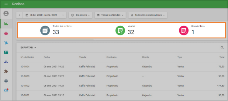 distintos tipos de recibos