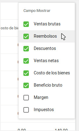 personalizar las columnas mostradas
