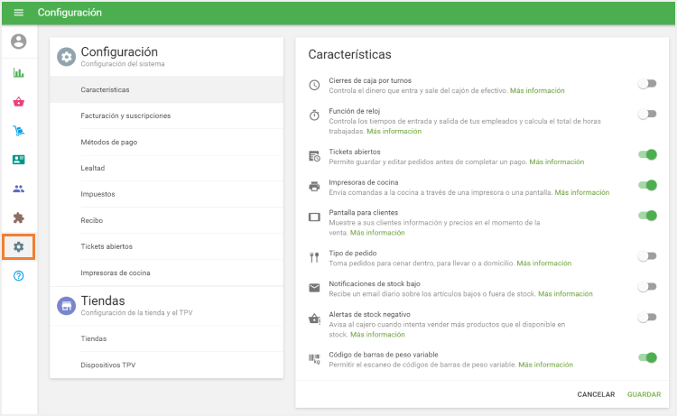 el icono de Configuración