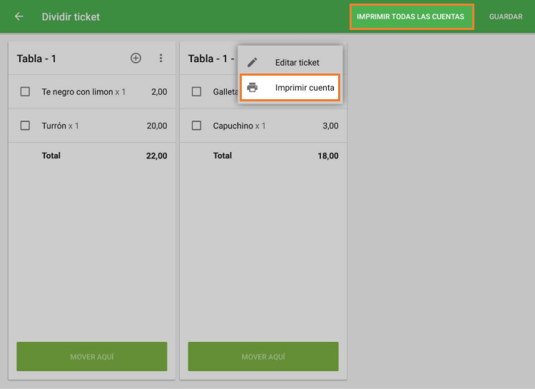 Impresión de recibos