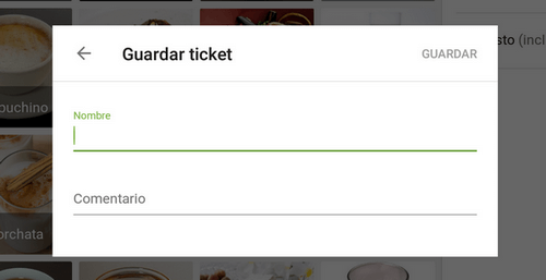 nombre y comentario en el ticket