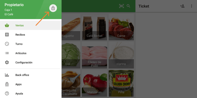 toque el icono de código pin