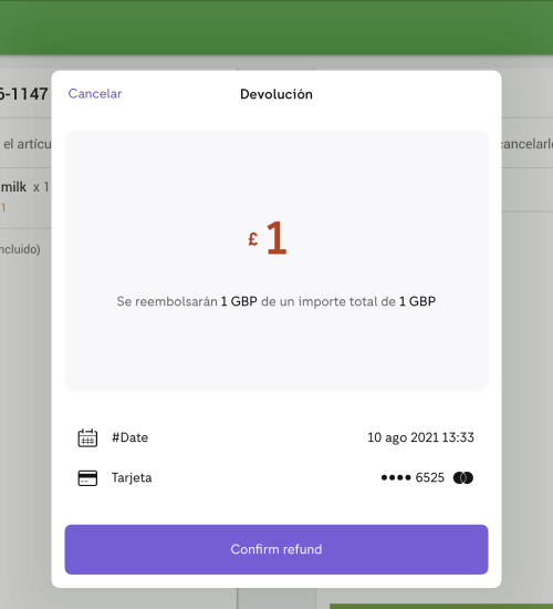 pantalla 'Devolución'