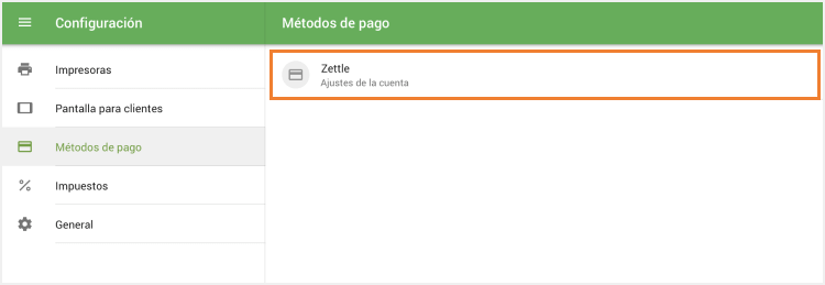 opción 'Zettle'