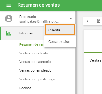 el botón de la cuenta