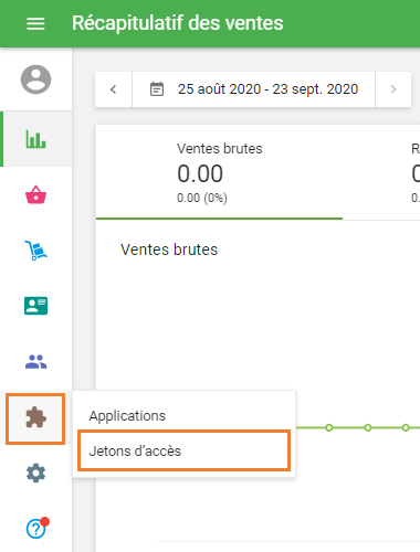 section ''Jetons d'accès '