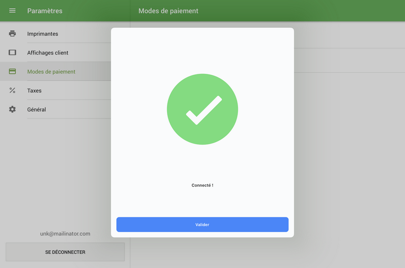 le bouton «Terminé»