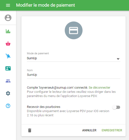 bouton «enregistrer»