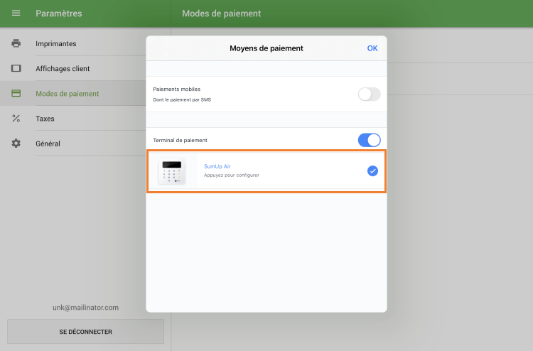 appuyez sur le bouton