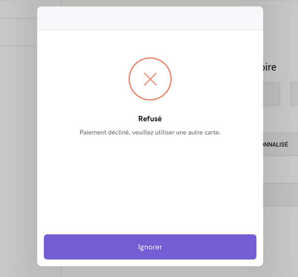 un message d’erreur