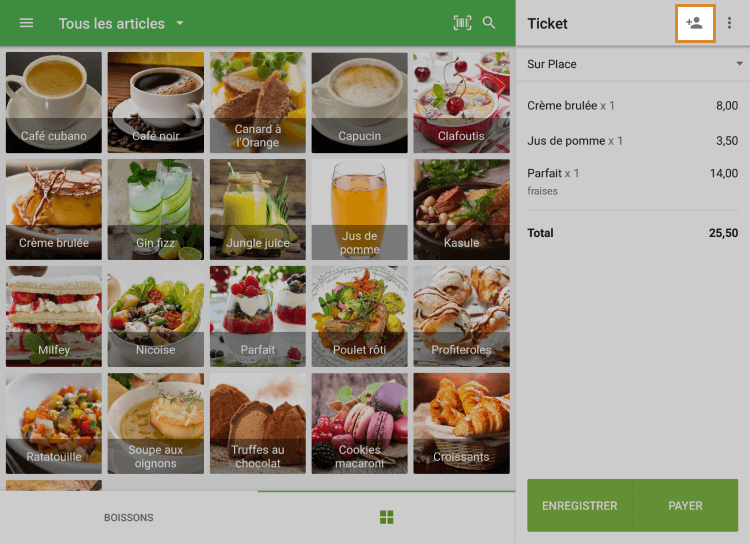 l'icône 'Ajouter un client'
