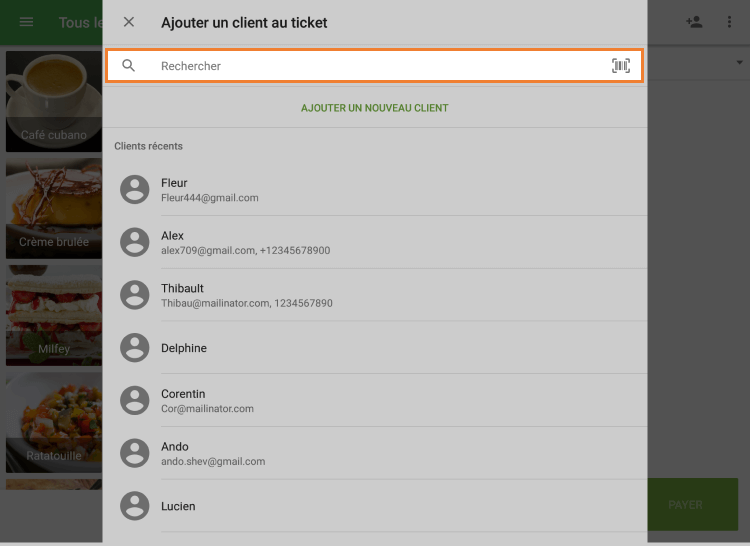 Recherche ou scanner le code barres