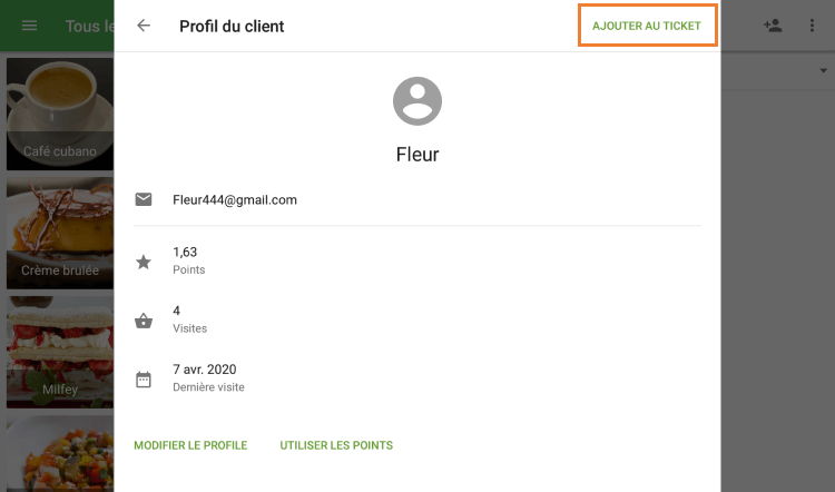 bouton 'Ajouter au ticket'