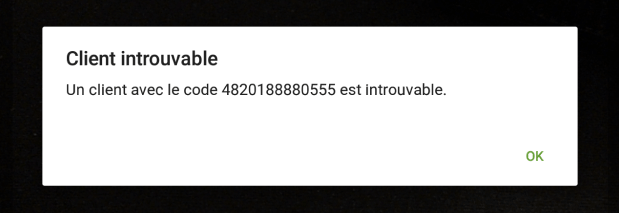 valeur scannée ne correspond à aucun des clients