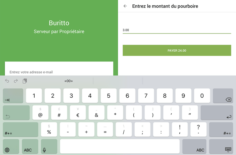 Montant du pourboire personnalisé en CDS
