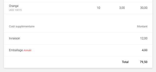 Non reçus frais supplémentaires 